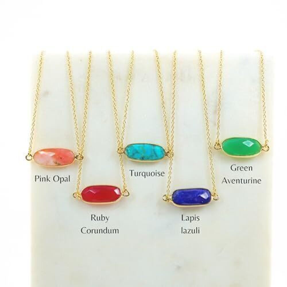 2734 Amethyst Necklace , Premium Gold Oval Necklaces - Tarnish Free 18K - Picture 6 of 8
